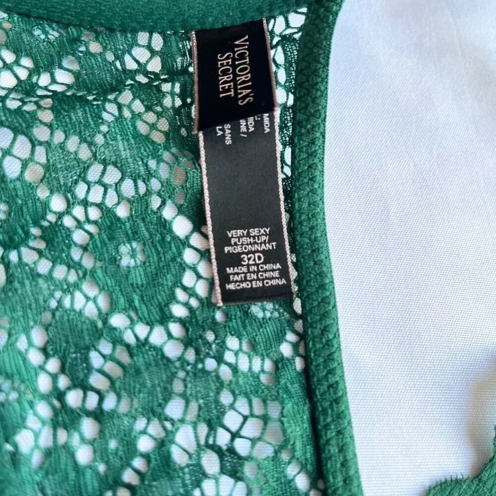VICTORIA'S SECRET FOREST GREEN VERY SEXY PUSH-UP PIGEONNANT RACERBACK LACE BRA - Picture 8 of 10